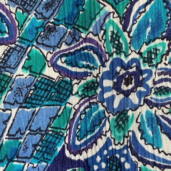 Turquoise, periwinkle, aqua cornflower, blue beach blouse by casual corner sz 12 - Picture 6 of 7